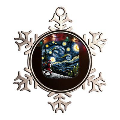 Van Gogh Starry Night Santa Christmas Winter Snowy Night Metallic Star Ornament