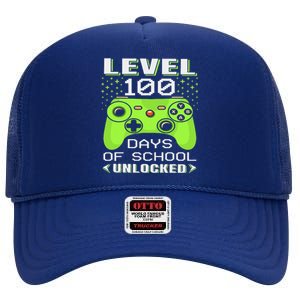 Video Gamer Student 100th Day Teacher 100 Days Of School High Crown Mesh Back Trucker Hat