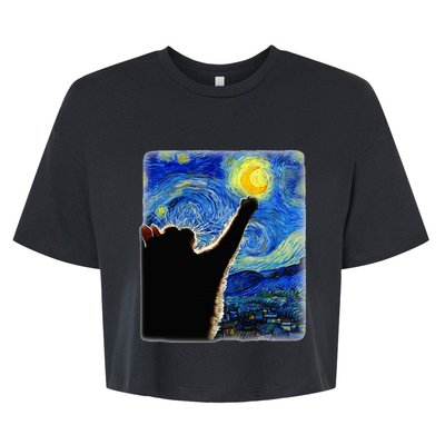 Van Gogh Starry Night Cat Bella+Canvas Jersey Crop Tee