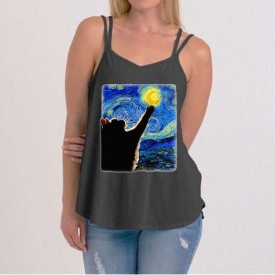 Van Gogh Starry Night Cat Women's Strappy Tank