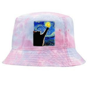 Van Gogh Starry Night Cat Tie-Dyed Bucket Hat