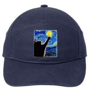 Van Gogh Starry Night Cat 7-Panel Snapback Hat