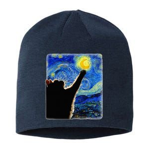 Van Gogh Starry Night Cat Sustainable Beanie