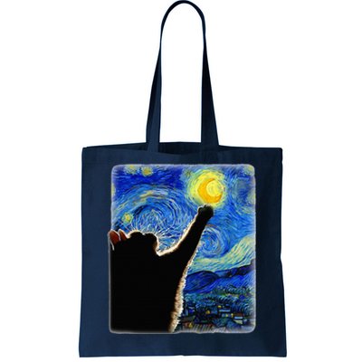 Van Gogh Starry Night Cat Tote Bag