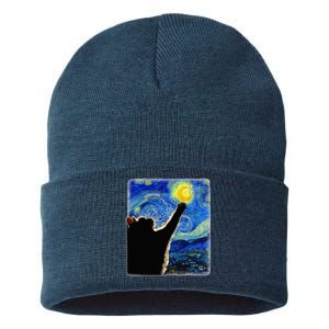 Van Gogh Starry Night Cat Sustainable Knit Beanie