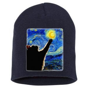 Van Gogh Starry Night Cat Short Acrylic Beanie