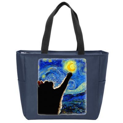 Van Gogh Starry Night Cat Zip Tote Bag