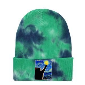 Van Gogh Starry Night Cat Tie Dye 12in Knit Beanie