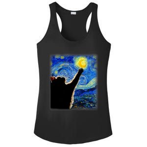 Van Gogh Starry Night Cat Classic Fit Cat Lover/Mom/Dad Gift Black Ladies PosiCharge Competitor Racerback Tank