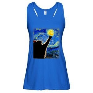 Van Gogh Starry Night Cat Classic Fit Cat Lover/Mom/Dad Gift Black Ladies Essential Flowy Tank