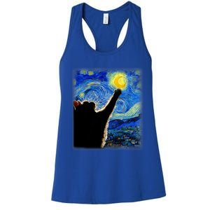 Van Gogh Starry Night Cat Classic Fit Cat Lover/Mom/Dad Gift Black Women's Racerback Tank