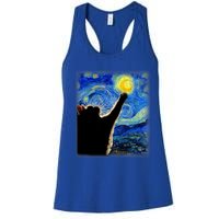 Van Gogh Starry Night Cat Classic Fit Cat Lover/Mom/Dad Gift Black Women's Racerback Tank