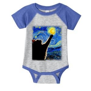 Van Gogh Starry Night Cat Classic Fit Cat Lover/Mom/Dad Gift Black Infant Baby Jersey Bodysuit