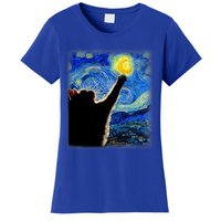 Van Gogh Starry Night Cat Classic Fit Cat Lover/Mom/Dad Gift Black Women's T-Shirt