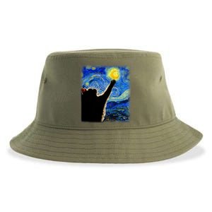 Van Gogh Starry Night Cat Classic Fit Cat Lover/Mom/Dad Gift Black Sustainable Bucket Hat