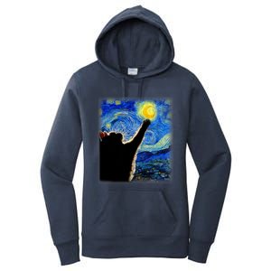 Van Gogh Starry Night Cat Classic Fit Cat Lover/Mom/Dad Gift Black Women's Pullover Hoodie