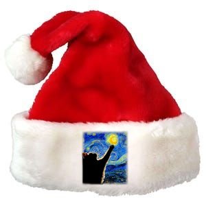 Van Gogh Starry Night Cat Classic Fit Cat Lover/Mom/Dad Gift Black Premium Christmas Santa Hat