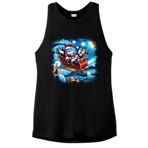 Van Gogh Starry Night Santa Christmas Cats For Everybody Cool Gift Ladies PosiCharge Tri-Blend Wicking Tank