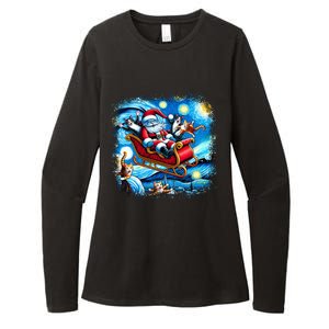 Van Gogh Starry Night Santa Christmas Cats For Everybody Cool Gift Womens CVC Long Sleeve Shirt