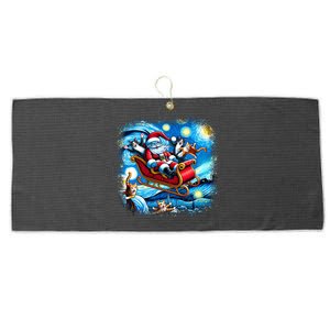 Van Gogh Starry Night Santa Christmas Cats For Everybody Cool Gift Large Microfiber Waffle Golf Towel