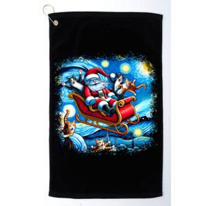 Van Gogh Starry Night Santa Christmas Cats For Everybody Cool Gift Platinum Collection Golf Towel