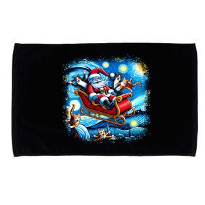 Van Gogh Starry Night Santa Christmas Cats For Everybody Cool Gift Microfiber Hand Towel