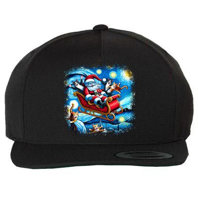 Van Gogh Starry Night Santa Christmas Cats For Everybody Cool Gift Wool Snapback Cap