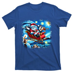 Van Gogh Starry Night Santa Christmas Cats For Everybody Cool Gift T-Shirt