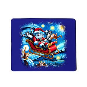 Van Gogh Starry Night Santa Christmas Cats For Everybody Cool Gift Mousepad