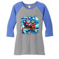 Van Gogh Starry Night Santa Christmas Cats For Everybody Cool Gift Women's Tri-Blend 3/4-Sleeve Raglan Shirt