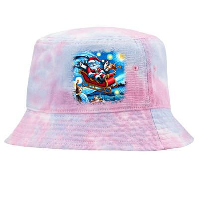 Van Gogh Starry Night Santa Christmas Cats For Everybody Cool Gift Tie-Dyed Bucket Hat