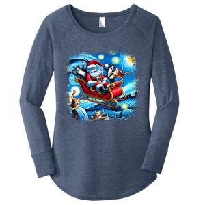 Van Gogh Starry Night Santa Christmas Cats For Everybody Cool Gift Women's Perfect Tri Tunic Long Sleeve Shirt