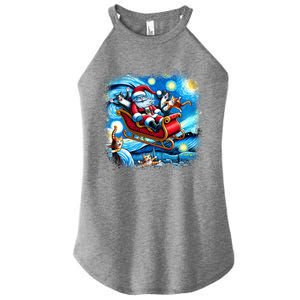 Van Gogh Starry Night Santa Christmas Cats For Everybody Cool Gift Women's Perfect Tri Rocker Tank