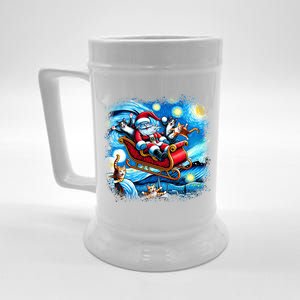 Van Gogh Starry Night Santa Christmas Cats For Everybody Cool Gift Beer Stein