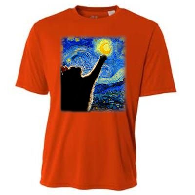 Van Gogh Starry Night Cat Cooling Performance Crew T-Shirt