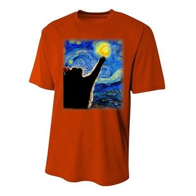 Van Gogh Starry Night Cat Performance Sprint T-Shirt