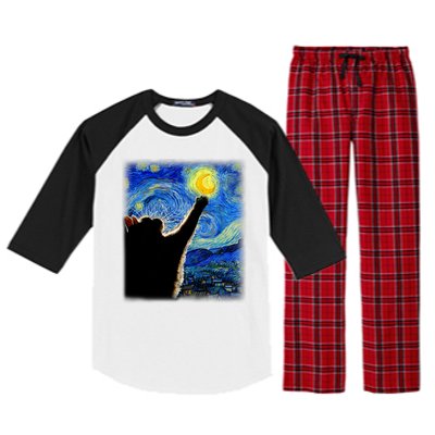 Van Gogh Starry Night Cat Raglan Sleeve Pajama Set