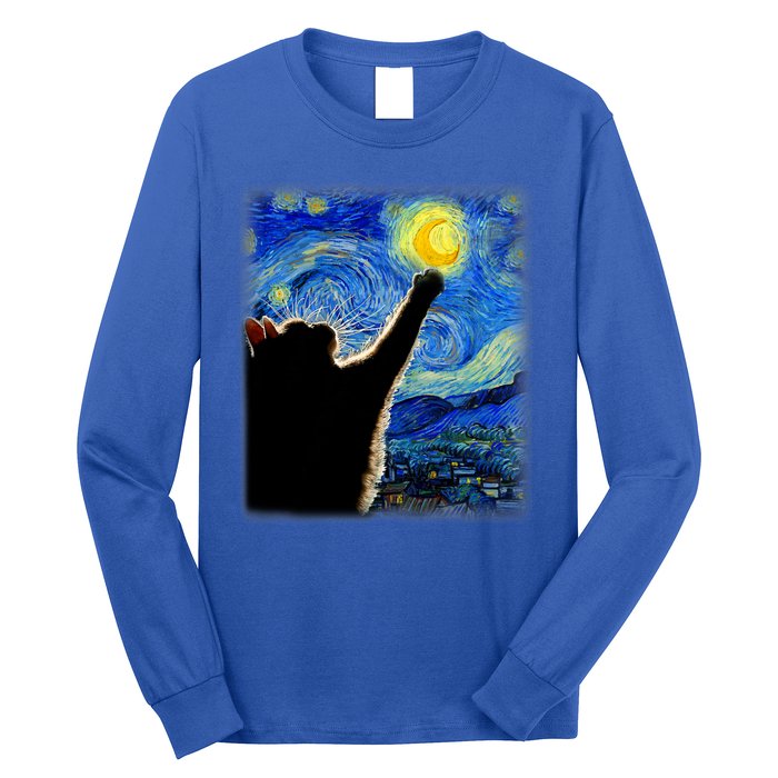 Van Gogh Starry Night Cat Long Sleeve Shirt