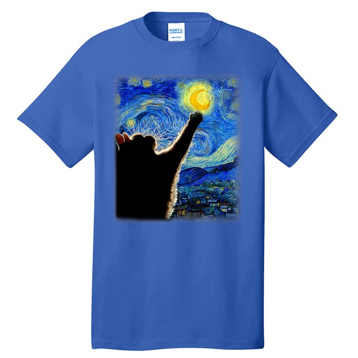 Van Gogh Starry Night Cat Tall T-Shirt