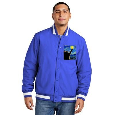 Van Gogh Starry Night Cat Insulated Varsity Jacket