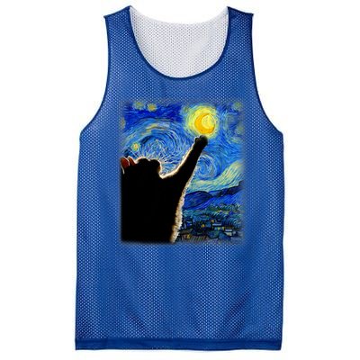 Van Gogh Starry Night Cat Mesh Reversible Basketball Jersey Tank