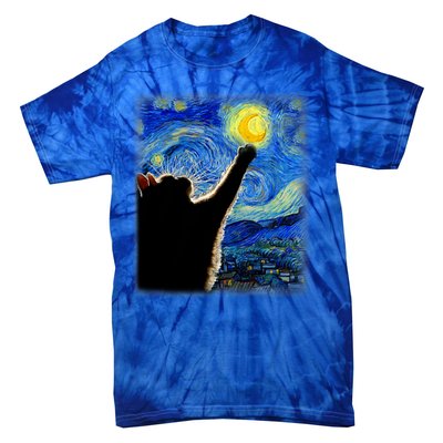 Van Gogh Starry Night Cat Tie-Dye T-Shirt