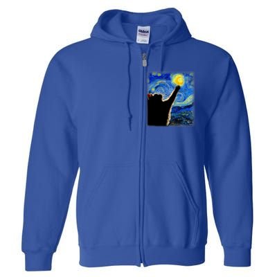 Van Gogh Starry Night Cat Full Zip Hoodie