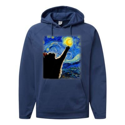 Van Gogh Starry Night Cat Performance Fleece Hoodie