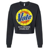Vote Gets Stubborn Orange Stains Out Detergent Cropped Pullover Crew