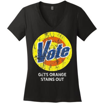 Vote Gets Stubborn Orange Stains Out Detergent Women's V-Neck T-Shirt