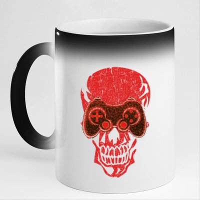 Video Game Skull Funny Gamer Skeleton Halloween Costume Gift 11oz Black Color Changing Mug