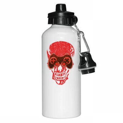 Video Game Skull Funny Gamer Skeleton Halloween Costume Gift Aluminum Water Bottle