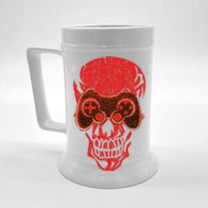 Video Game Skull Funny Gamer Skeleton Halloween Costume Gift Beer Stein