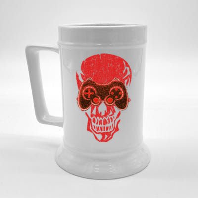 Video Game Skull Funny Gamer Skeleton Halloween Costume Gift Beer Stein